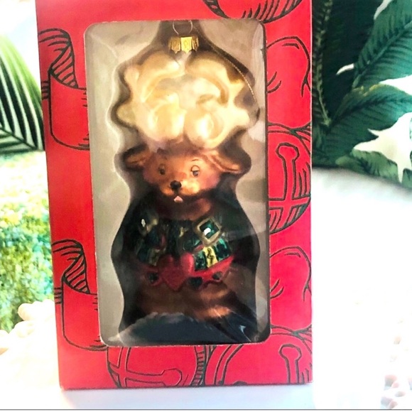 NIP! Kurt S Adler Glass Christmasy Reindeer Ornament - Picture 1 of 7